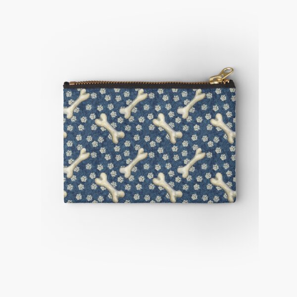 Item preview, Dog bones paw prints denim blue stitching designed and sold by Gayle McCabe.