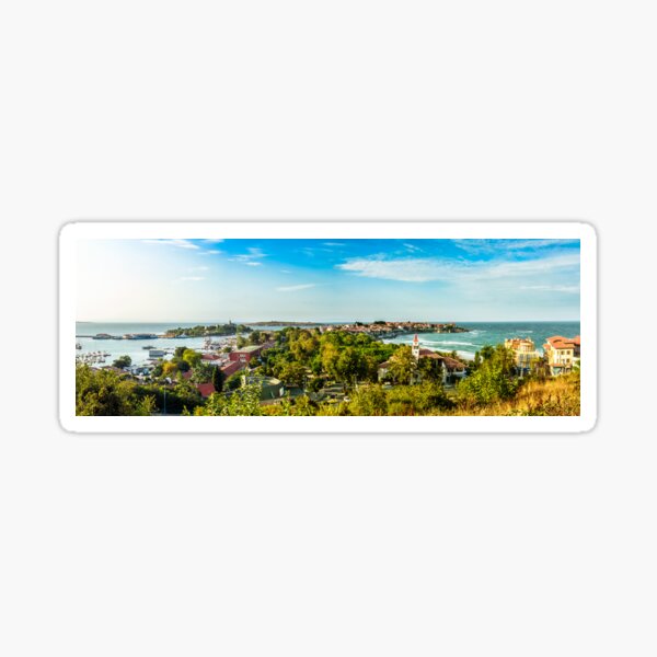 boats in port of Sozopol at sunset Sticker