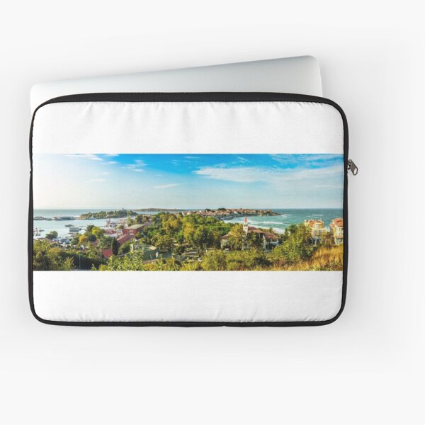 boats in port of Sozopol at sunset Laptop Sleeve