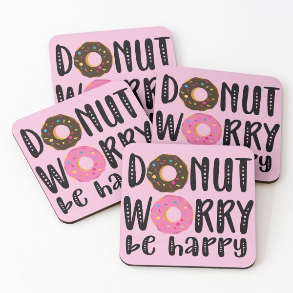 Item preview, Donut worry be happy chocolate and pink frosting sprinkles donut kawaii cute pastel colors decorative pattern designed and sold by Novel-ty.