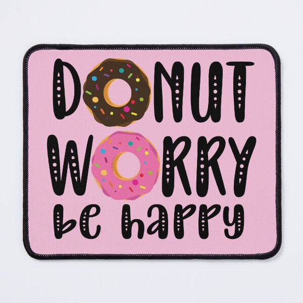 Item preview, Donut worry be happy chocolate and pink frosting sprinkles donut kawaii cute pastel colors decorative pattern designed and sold by Novel-ty.