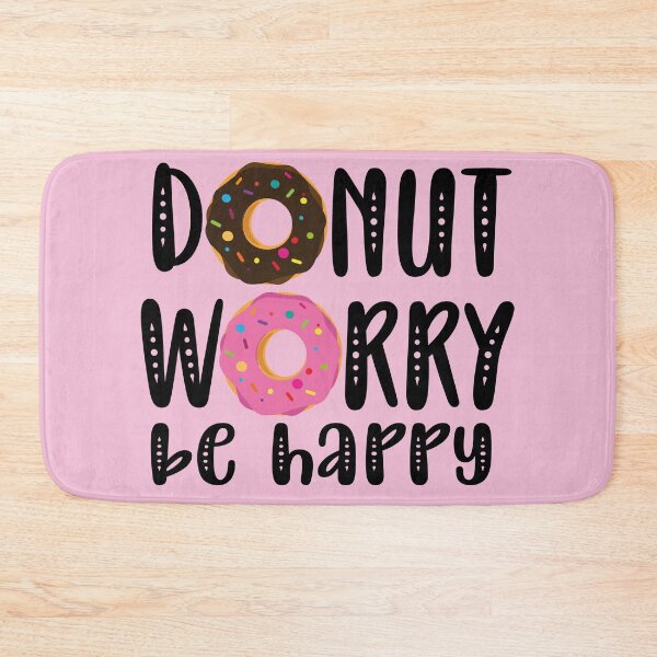 Item preview, Donut worry be happy chocolate and pink frosting sprinkles donut kawaii cute pastel colors decorative pattern designed and sold by Novel-ty.