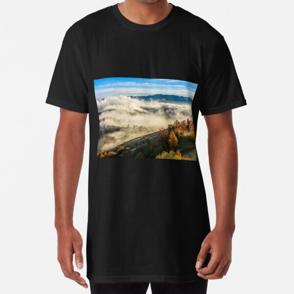 foggy and hot sunrise in Carpathian mountains Long T-Shirt