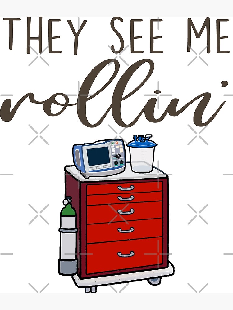 "Rollin' Funny Crash Cart" Poster for Sale by ChubbyBunHouse Redbubble