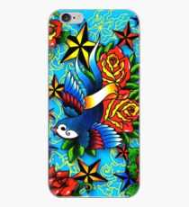 Traditional Swallow & Rose Tattoo iPhone Case