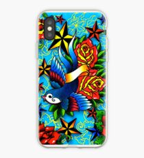 Traditional Swallow & Rose Tattoo iPhone Case