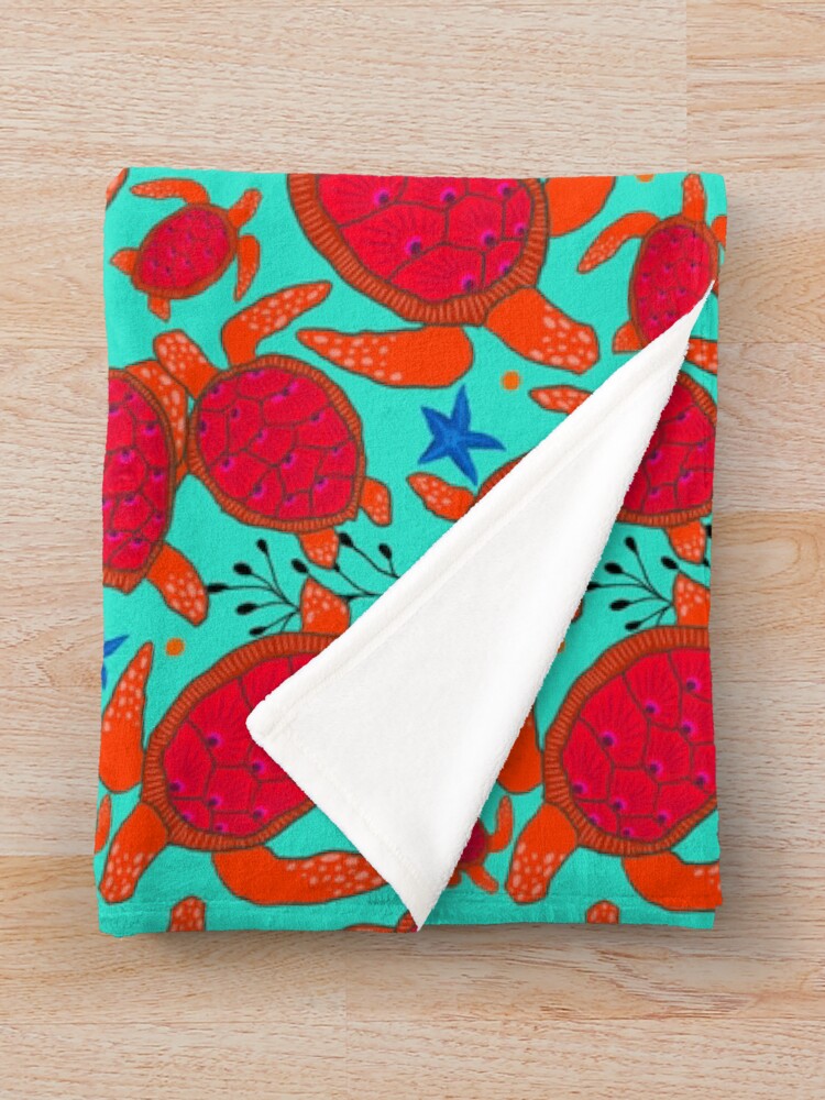 Alternate view of Sea Turtle - Red Throw Blanket