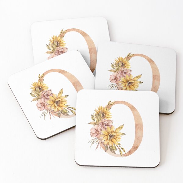 Item preview, Watercolor floral sunflower personalized letter O wedding monogram print designed and sold by tiana-geo.
