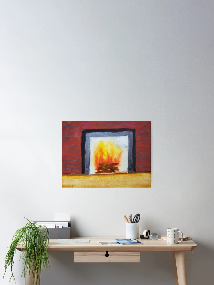 Thumbnail 2 of 3, Poster, Cozy Fireplace designed and sold by JavaDraws.