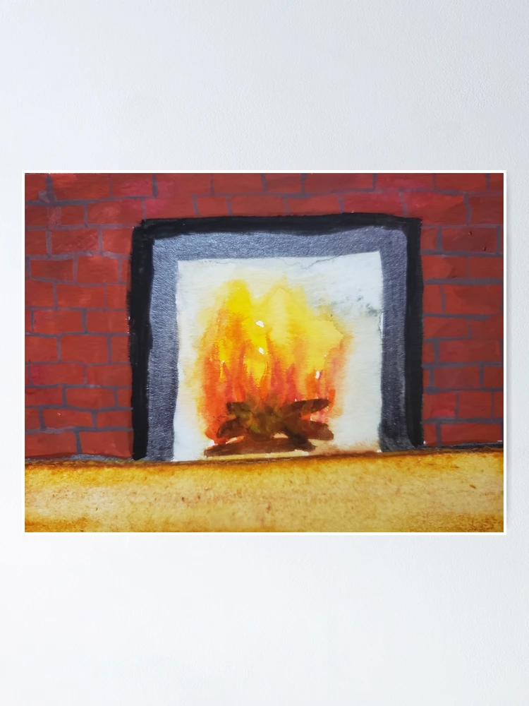 Thumbnail 1 of 3, Poster, Cozy Fireplace designed and sold by JavaDraws.