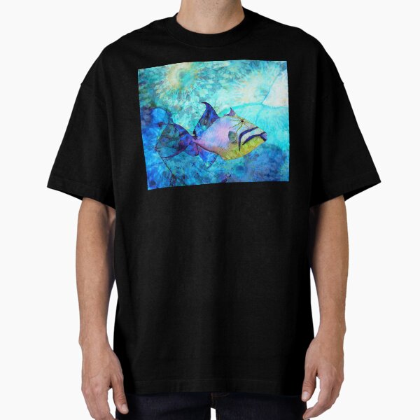 Item preview, Colorful Sea Queen Triggerfish Tropical Fish Art designed and sold by Sharon Cummings Art.