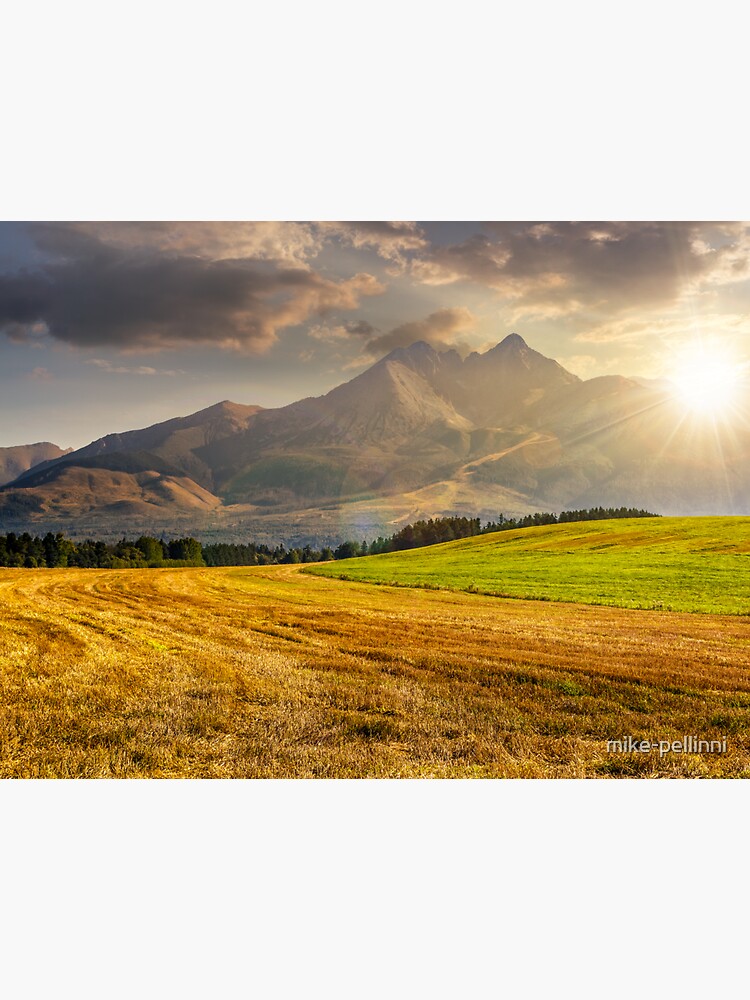 rural field in Tatra mountains at sunset by mike-pellinni