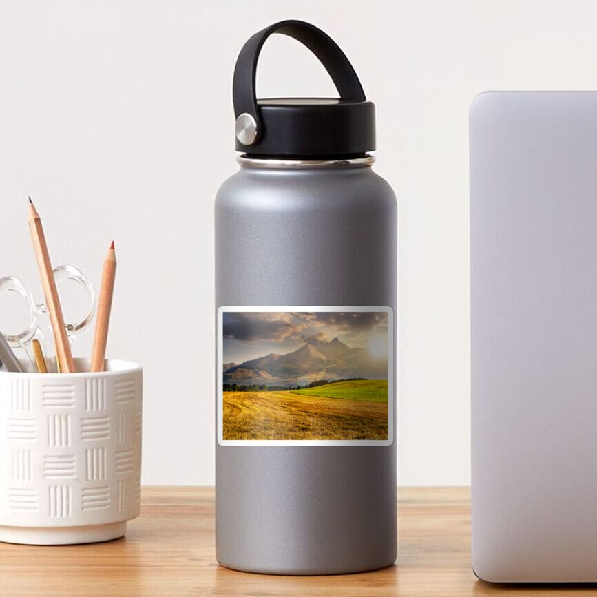 rural field in Tatra mountains at sunset Sticker