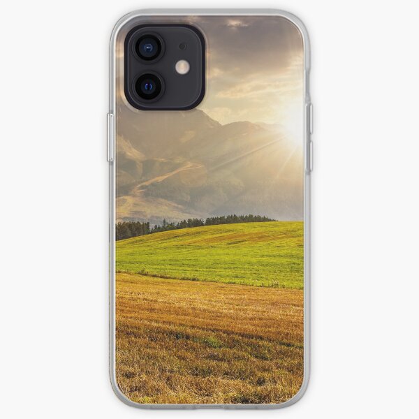rural field in Tatra mountains at sunset iPhone Soft Case