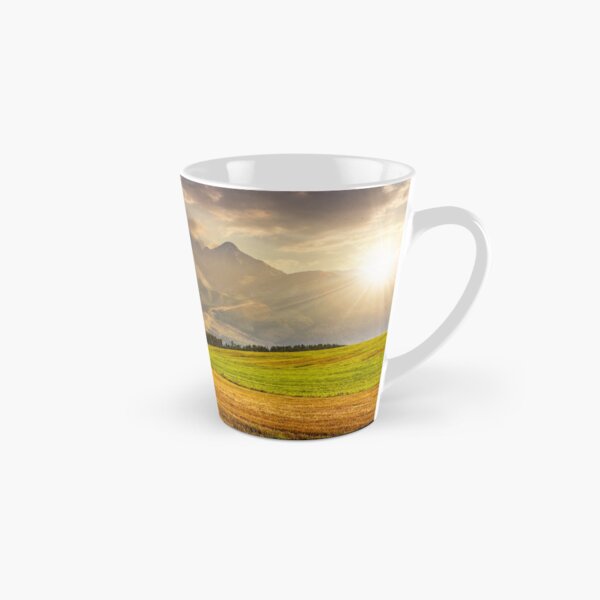 rural field in Tatra mountains at sunset Tall Mug
