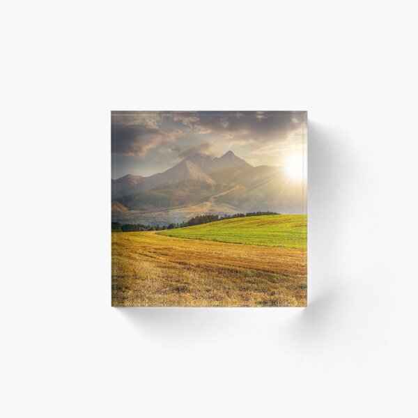 rural field in Tatra mountains at sunset Acrylic Block
