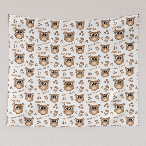 Item preview, Owl coffee pattern, owl I need is coffee  designed and sold by portrait4you.
