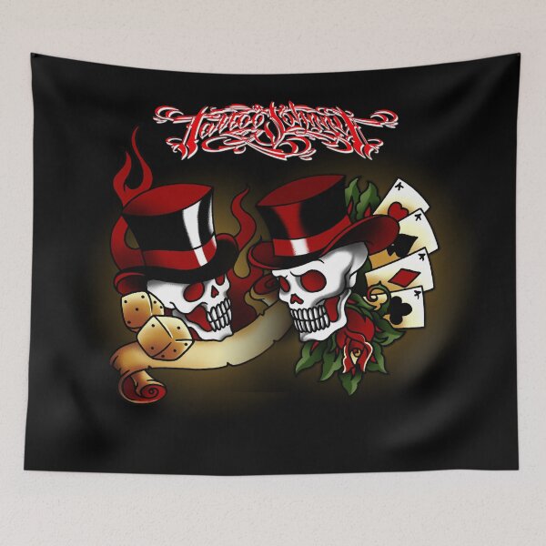 Item preview, Gambling Skull Tattoos designed and sold by tattoojohnny.