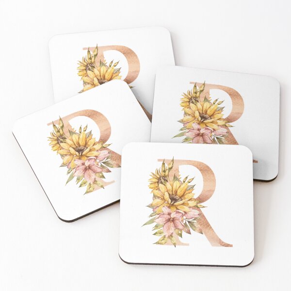 Item preview, Watercolor floral sunflower personalized letter R wedding monogram print designed and sold by tiana-geo.