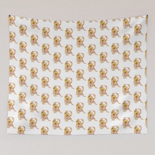 Item preview, Watercolor floral sunflower personalized letter R wedding monogram print designed and sold by tiana-geo.
