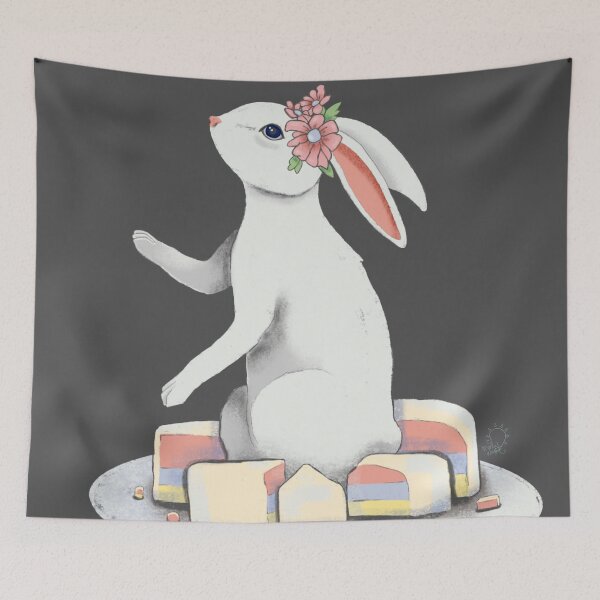 Item preview, Chalkboard Floral Spring Rabbit designed and sold by marleywrightart.