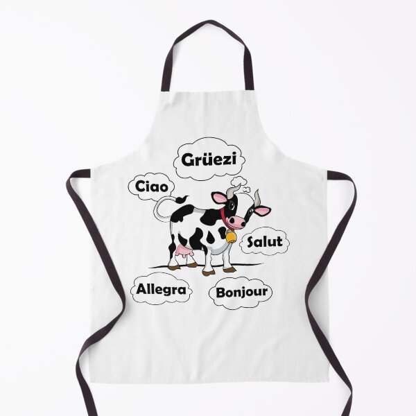 Item preview, Swiss Cow - Gruezi Bonjour Ciao Salut Allegra - Hello Switzerland designed and sold by TheInkElephant.