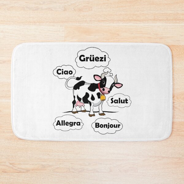 Item preview, Swiss Cow - Gruezi Bonjour Ciao Salut Allegra - Hello Switzerland designed and sold by TheInkElephant.