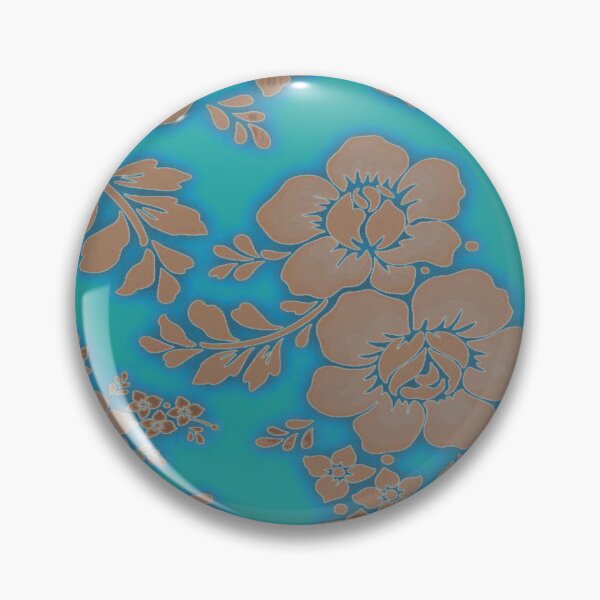 Item preview, Golden flowers on tourquis and blue with damasque holographic effect designed and sold by CONTRAPINK.