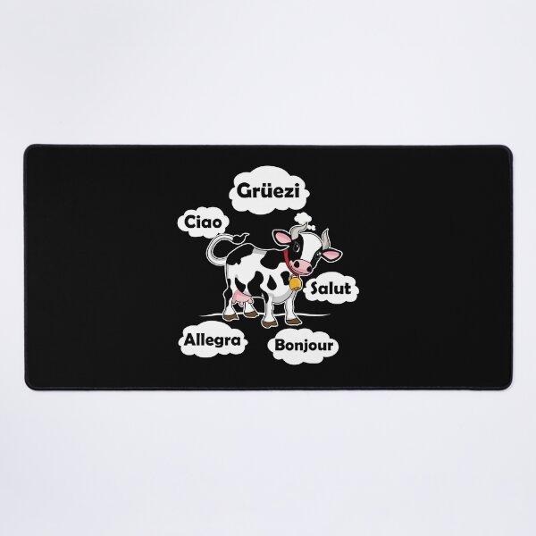 Item preview, Swiss Cow - Gruezi Bonjour Ciao Salut Allegra - Hello Switzerland designed and sold by TheInkElephant.