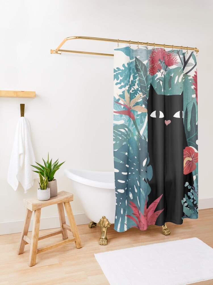Alternate view of Popoki Shower Curtain