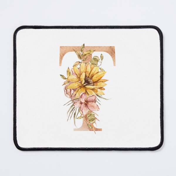 Item preview, Watercolor floral sunflower personalized letter T wedding monogram print designed and sold by tiana-geo.