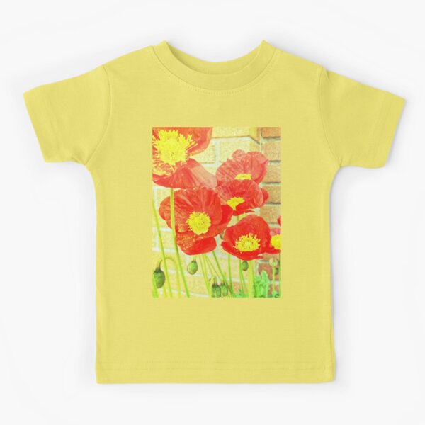 Poppyfied - Bright Yellow and Red Poppies - Flower Art Photo Kids T-Shirt