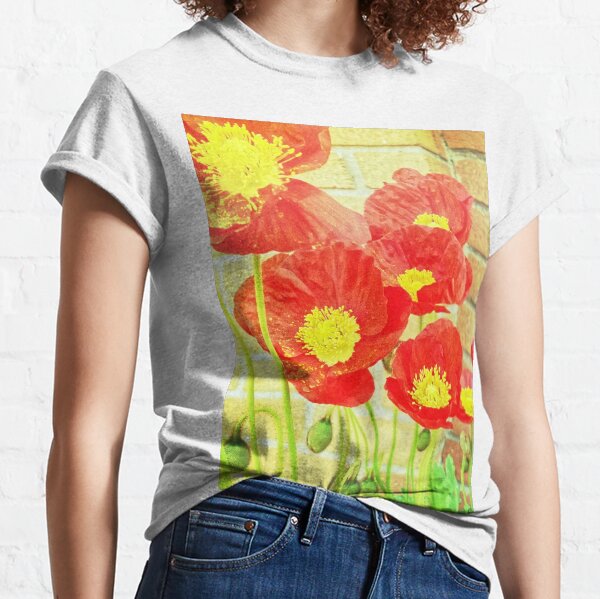 Poppyfied - Bright Yellow and Red Poppies - Flower Art Photo Classic T-Shirt
