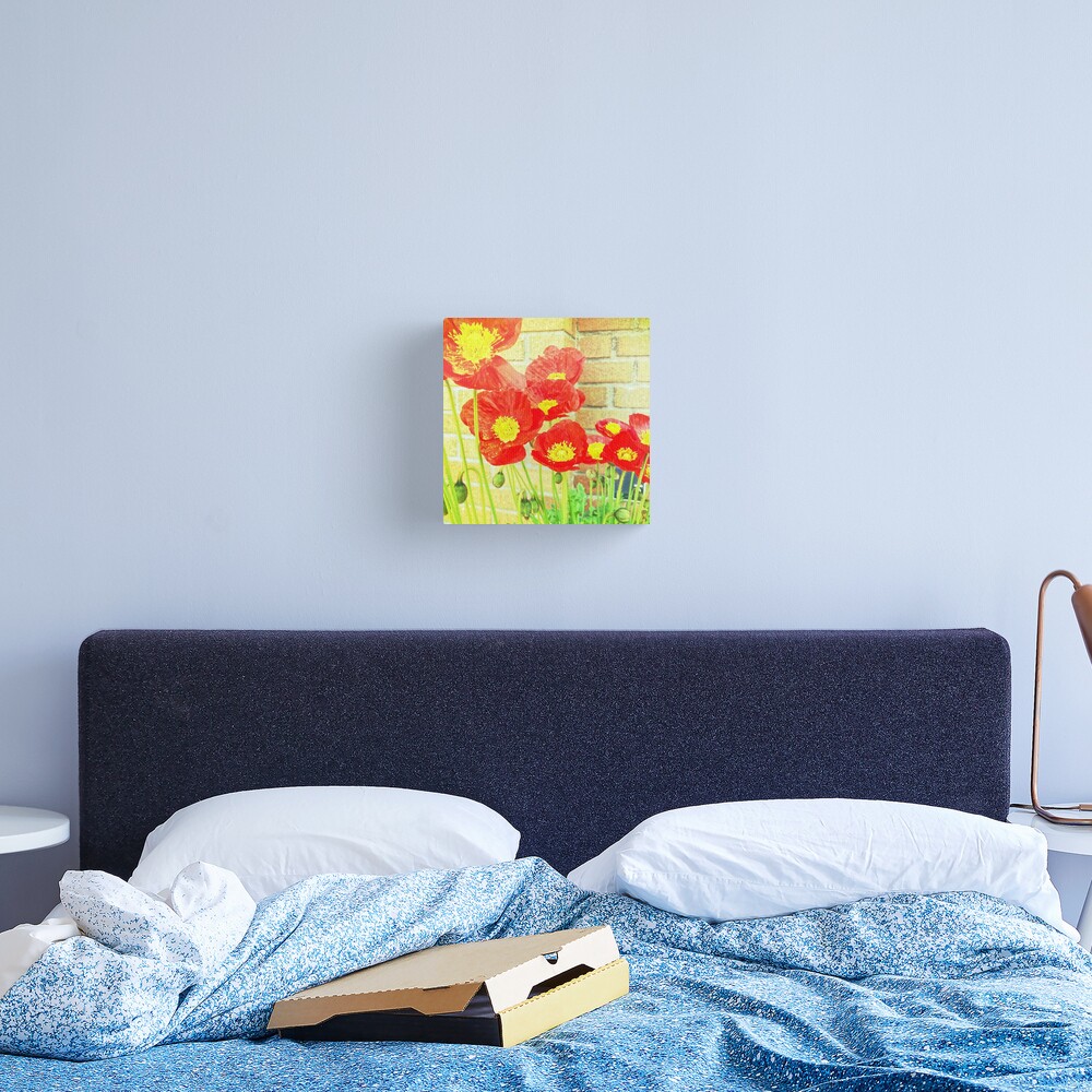 Poppyfied - Bright Yellow and Red Poppies - Flower Art Photo Canvas Print