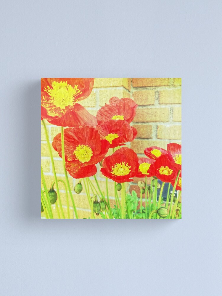 Alternate view of Poppyfied - Bright Yellow and Red Poppies - Flower Art Photo Canvas Print