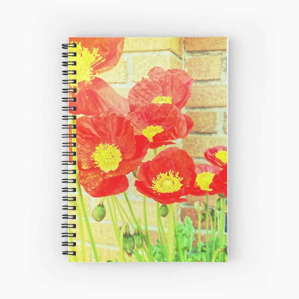 Poppyfied - Bright Yellow and Red Poppies - Flower Art Photo Spiral Notebook