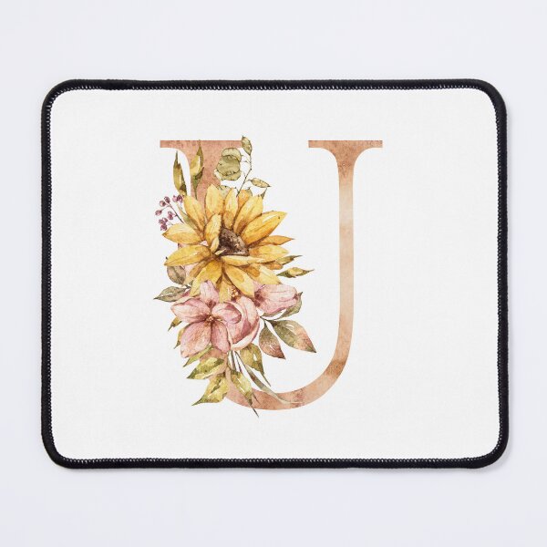 Item preview, Watercolor floral sunflower personalized letter U wedding monogram print designed and sold by tiana-geo.