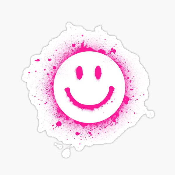 Graffiti Pink Smiley Face Sticker For Sale By A La Mode Redbubble