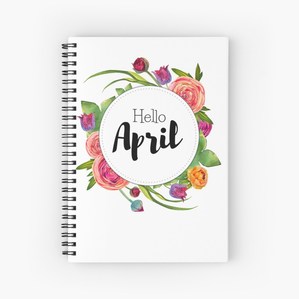 Cuaderno de espiral «Hola abril - portada mensual para diario de bala,  diario, planificador» de vasylissa | Redbubble