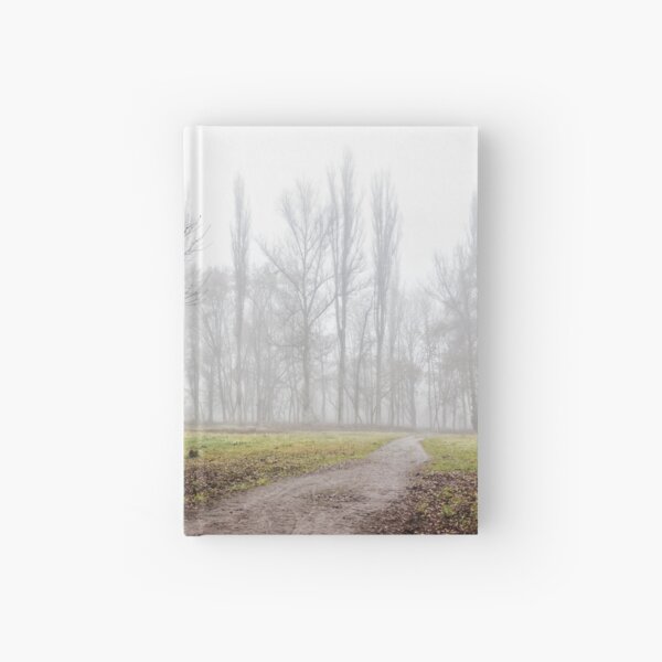 autumn park in fog Hardcover Journal