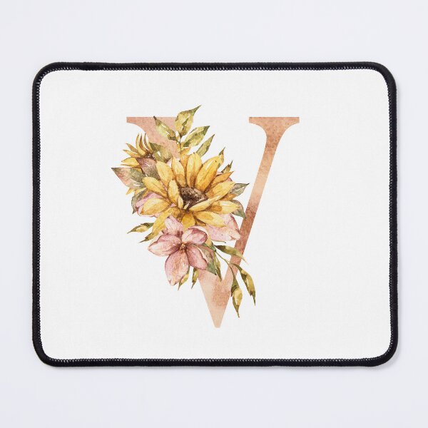 Item preview, Watercolor floral sunflower personalized letter V wedding monogram print designed and sold by tiana-geo.