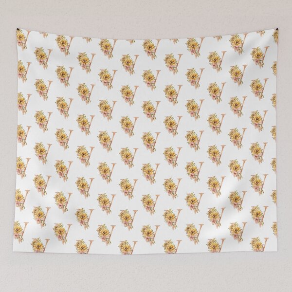 Item preview, Watercolor floral sunflower personalized letter V wedding monogram print designed and sold by tiana-geo.