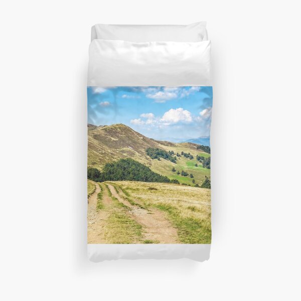 road through a meadow on hillside Duvet Cover
