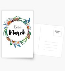 Postales Hola marzo - cobertura mensual para planificadores, diarios bullet