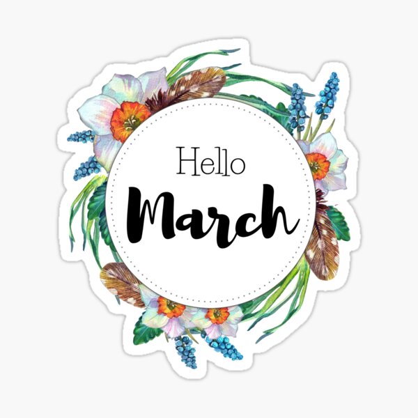 Hola marzo - cobertura mensual para planificadores, diarios bullet Pegatina