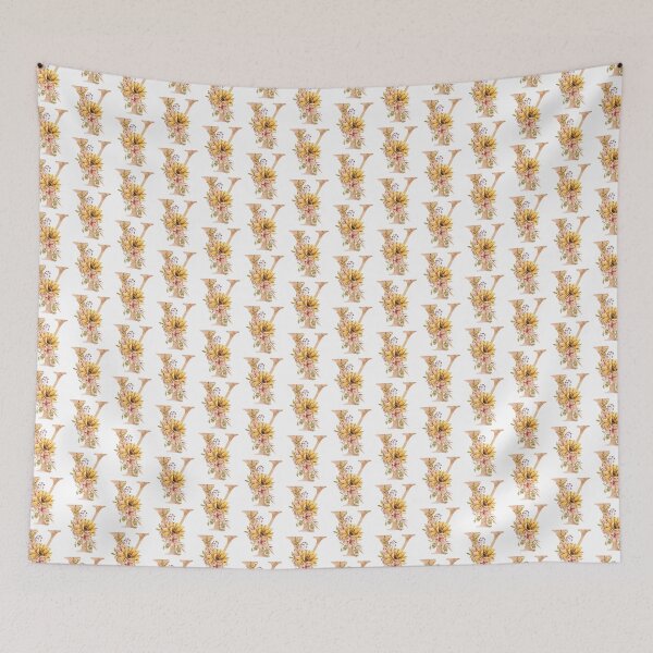 Item preview, Watercolor floral sunflower personalized letter Y wedding monogram print designed and sold by tiana-geo.