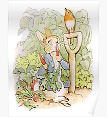 PETER RABBIT, Nursery Characters, Peter Rabbit, eating radishes, The Tale of Peter Rabbit. Poster