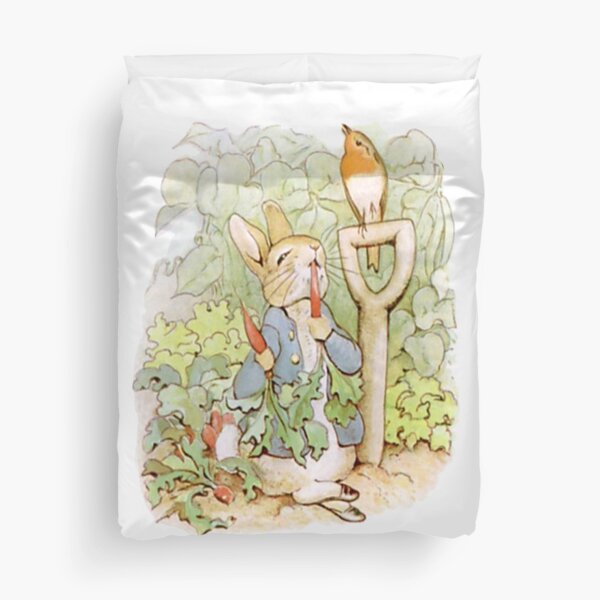 PETER RABBIT, Nursery Characters, Peter Rabbit, eating radishes, The Tale of Peter Rabbit. Duvet Cover