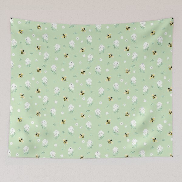 Item preview, Busy bees floral pattern  designed and sold by RoseMaryWP.