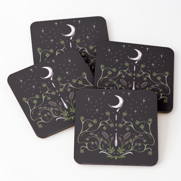 Item preview, Lavender Moon Water with Stars and Ivy Folk Art designed and sold by Skull Fern.